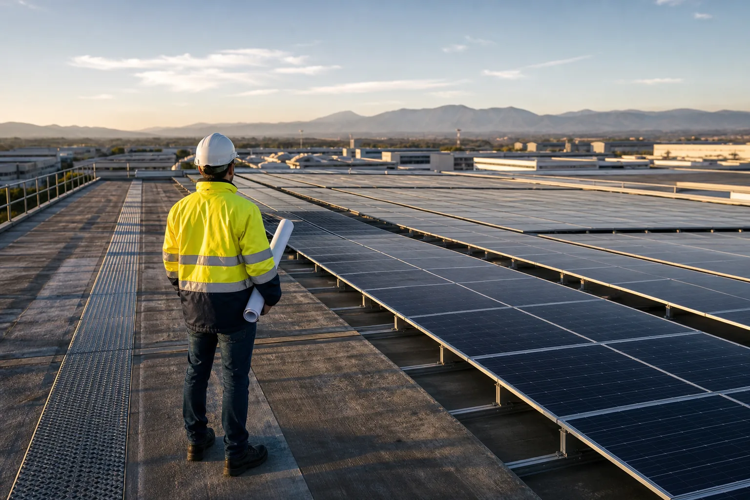 Capannone industriale con pannelli fotovoltaici sul tetto