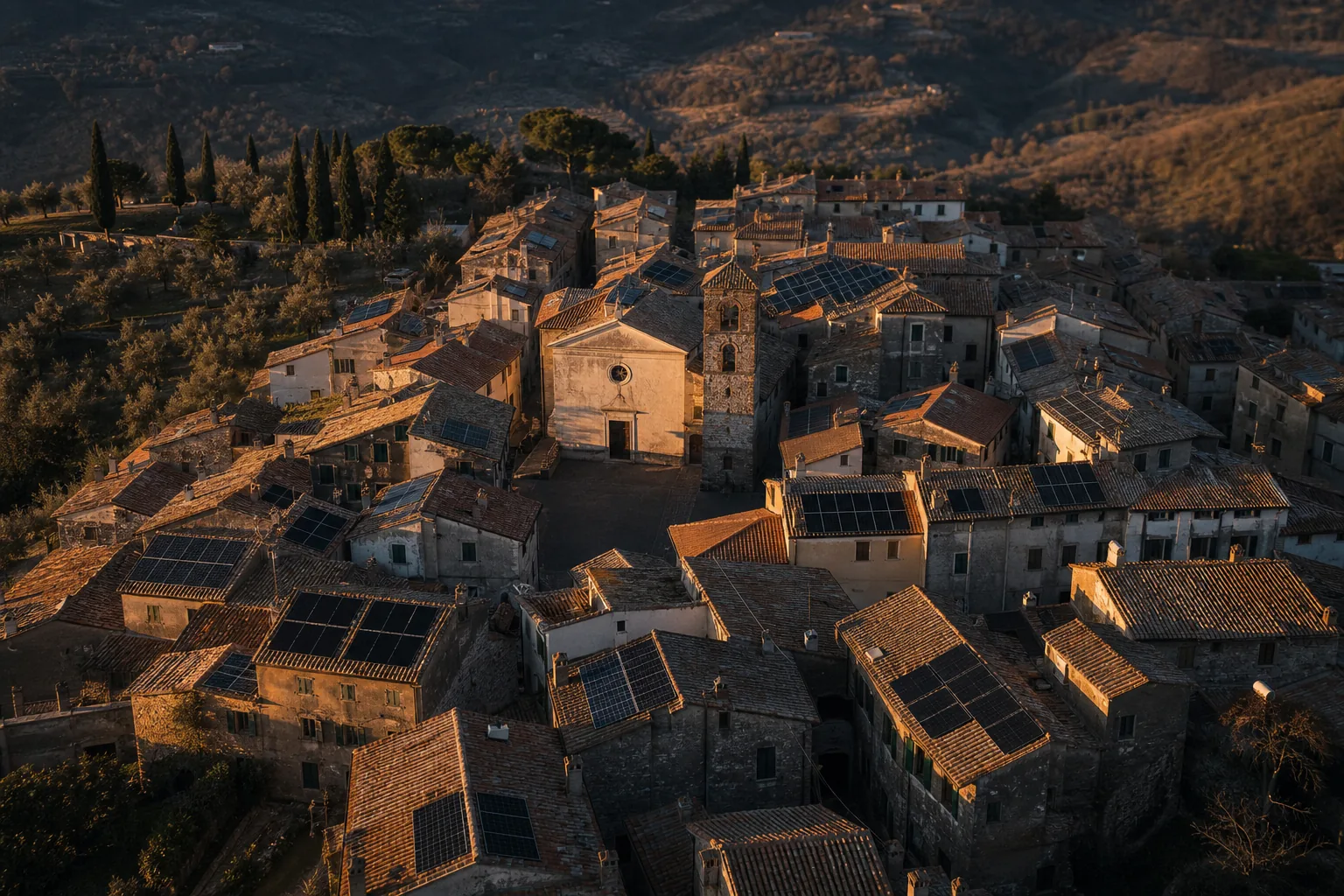 Condominio con impianto fotovoltaico e PMI adiacente che condividono energia in comunità energetica