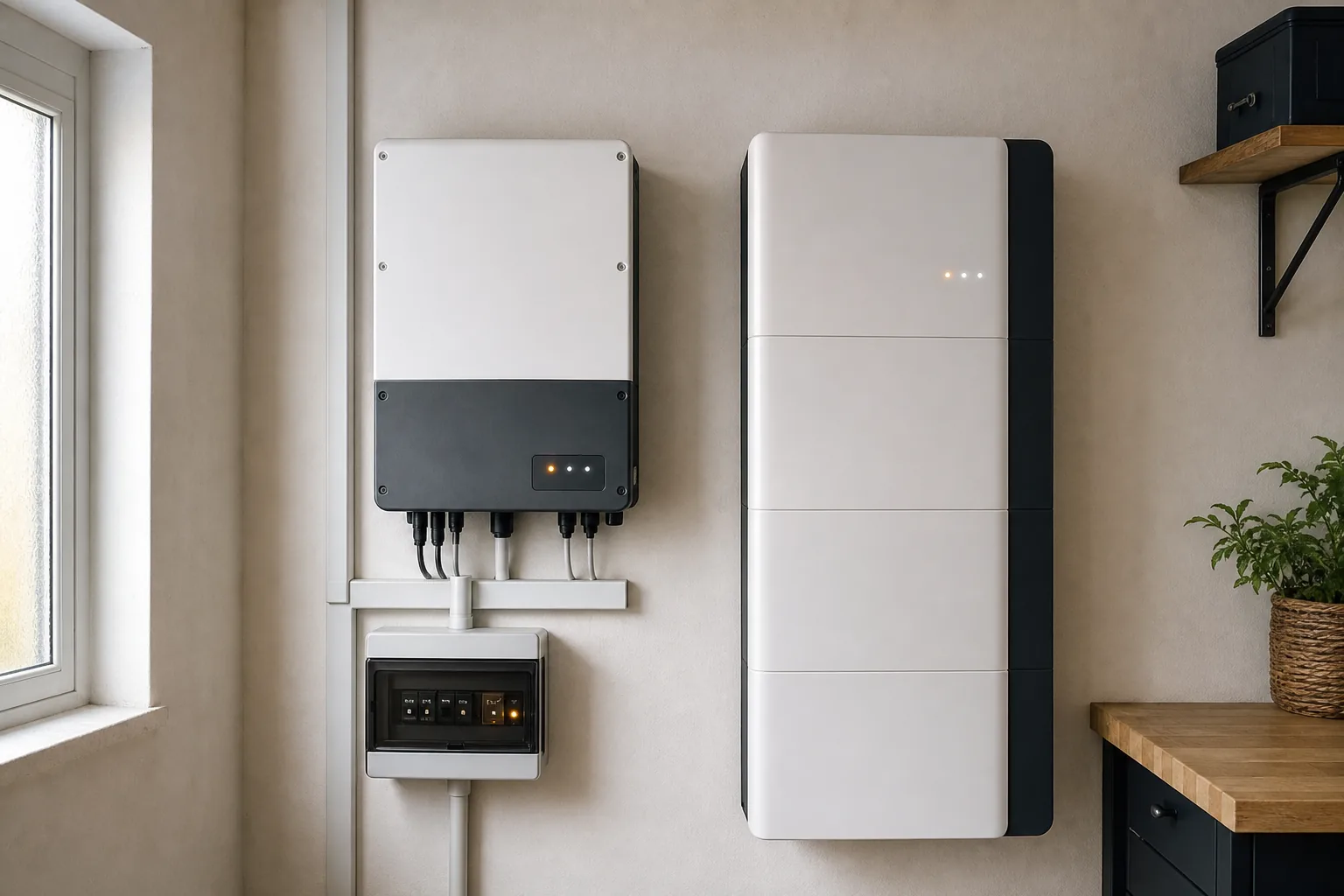 Batteria di accumulo integrata con inverter ibrido in installazione residenziale